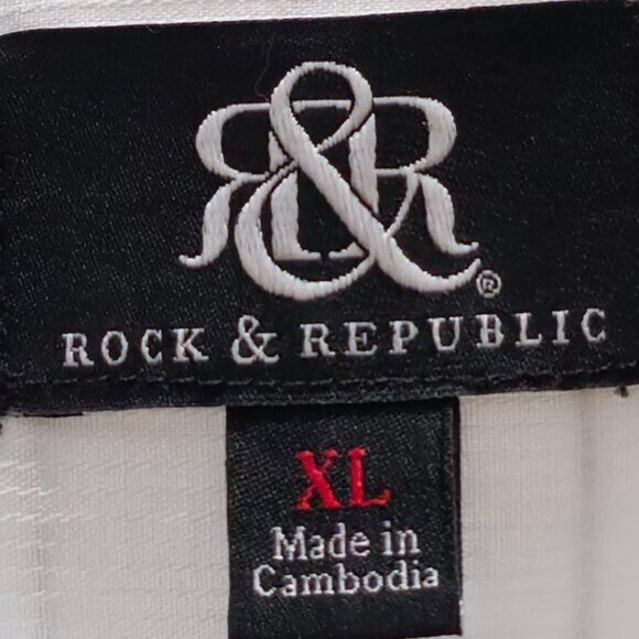 Rock & Republic  XL Women's Long Sleeve, Casual Buttoned Shirt - White and Black - Picture 13 of 15